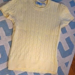 Yellow Cable knit cap sleeve Sweater - EUC!